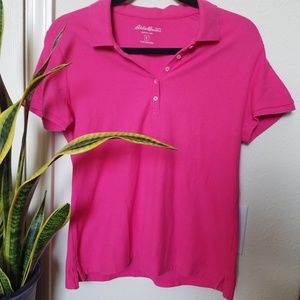 Eddie Bauer Hot Pink Short Sleeve Collared Top